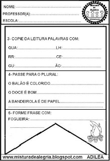 Leitura e interpretação alfabetização,bandeira de São João