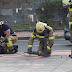 Bomberos: corte de bolardo por accidente de autobús en la calle Portu