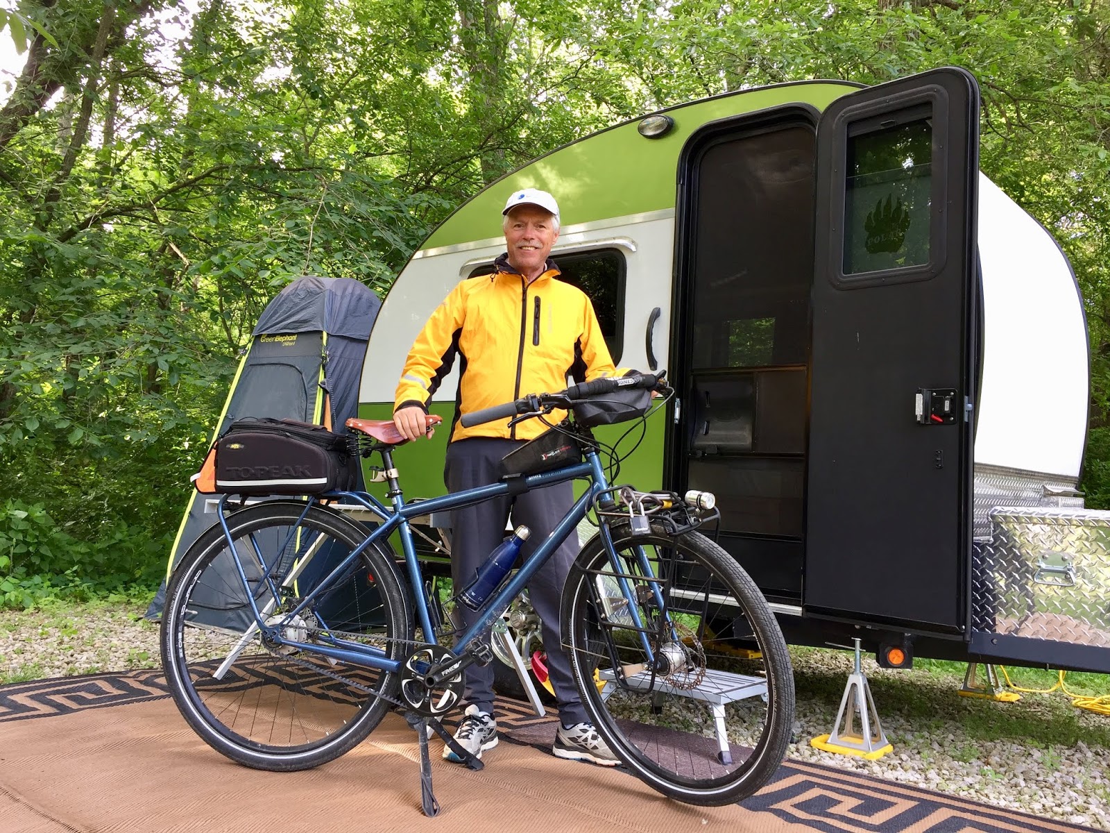 Green Goddess Glamping Bicycle Commuting from Our Tiny Trailer