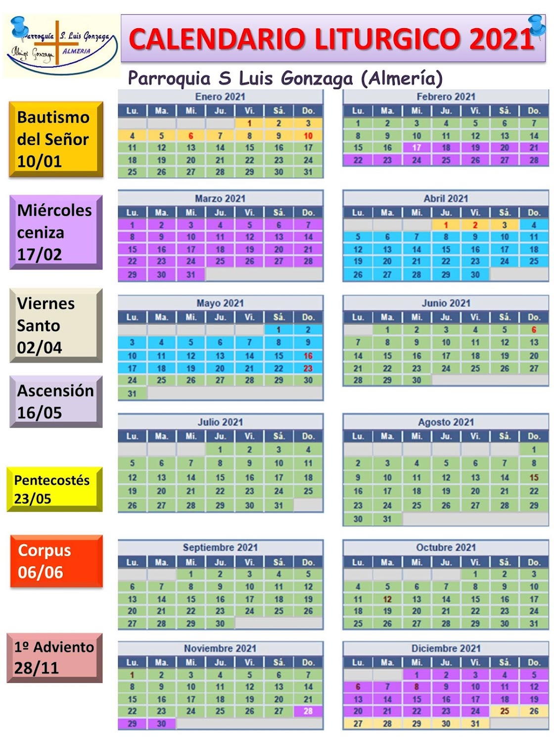 CALENDARIO LITÚRGICO 2015