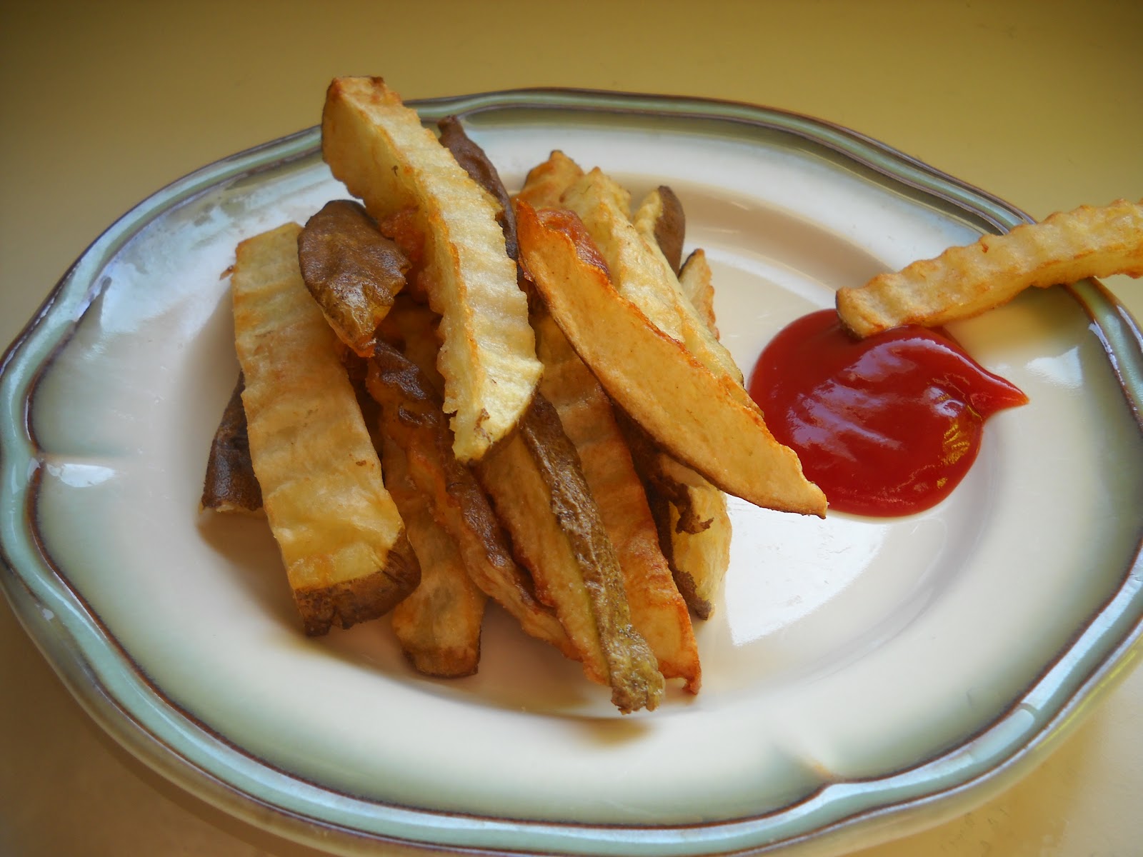 Blessed Vegan Life Homemade Fries (deepfried version), and a badge removal