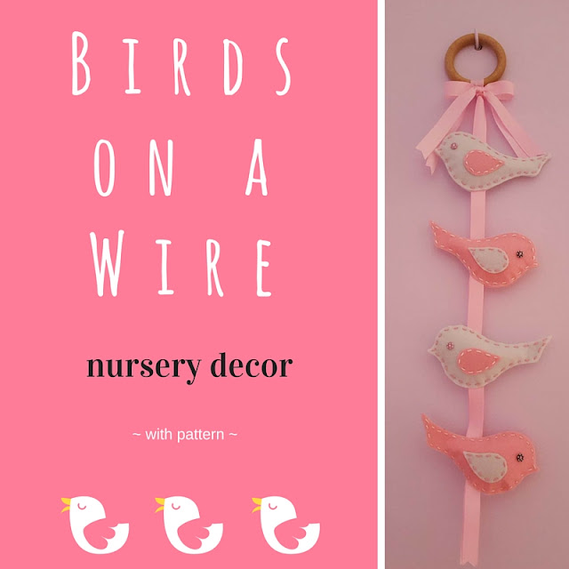 Birds on a Wire Nursery Decor with pattern