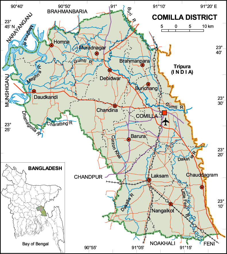 Comilla District Map Bangladesh