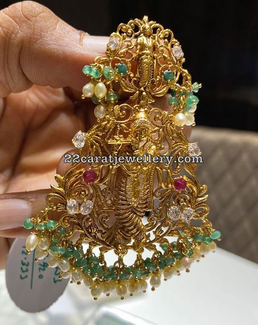 22 Carat Gold Krishna Pendant Jewellery Designs