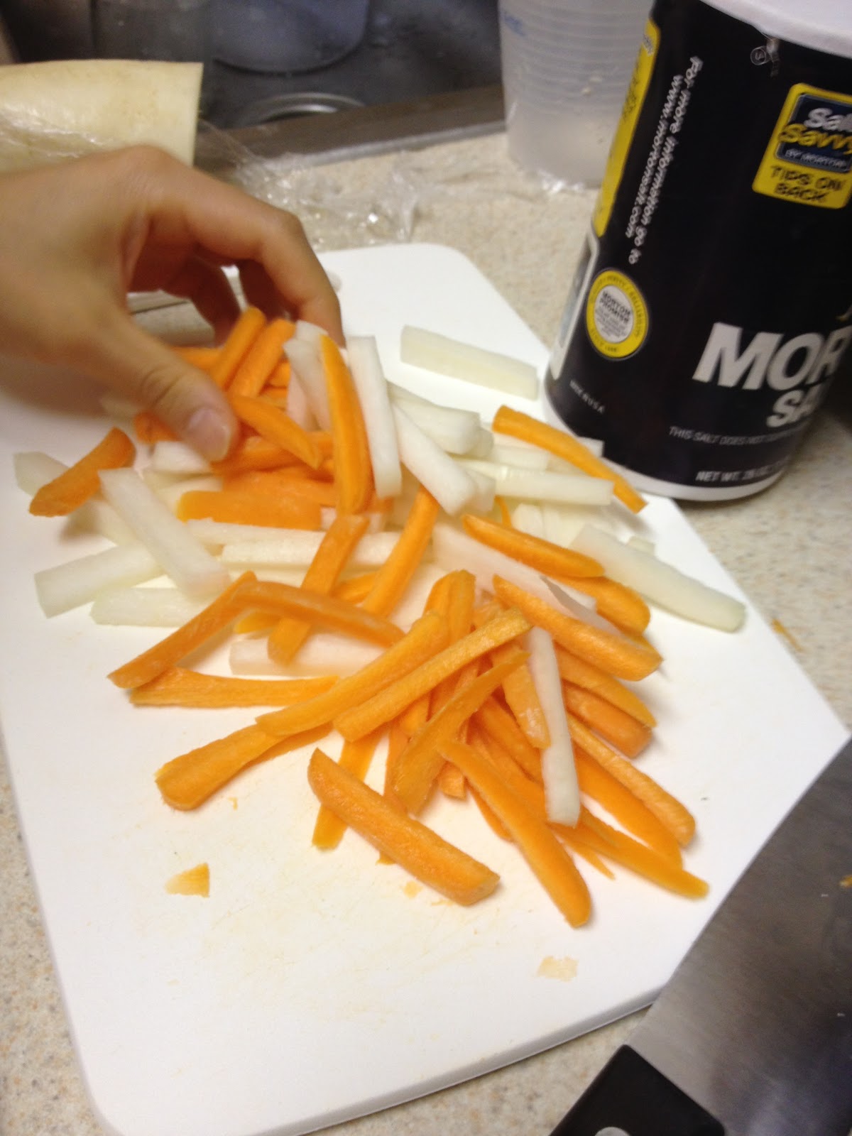 MD cooks for two Daikon and Carrot Pickle {Bahn Mi Sandwich}