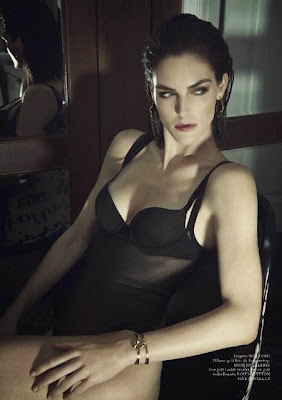 Hilary Rhoda poses in sexy black lingerie for Glass Magazine Summer 2014