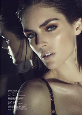 Hilary Rhoda poses in sexy black lingerie for Glass Magazine Summer 2014