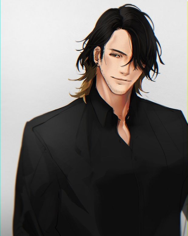 Anime male's long hair, hairstyle