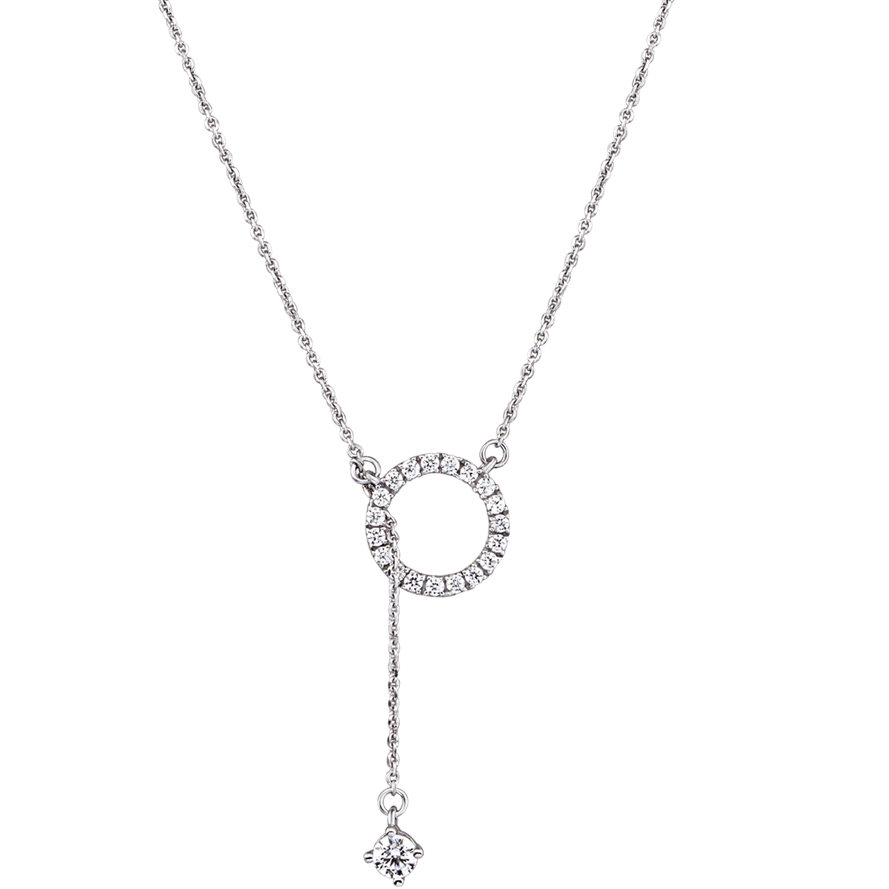 Dây cổ Vàng trắng 10K đính đá ECZ Swarovski PNJ XMXMW000073