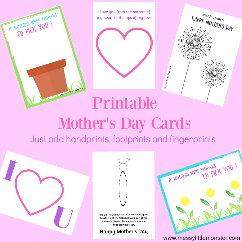 Mother's Day Handprint, footprint and fingerprint crafts for kids