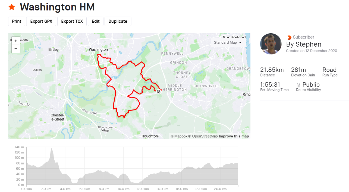 Washington Half Marathon route
