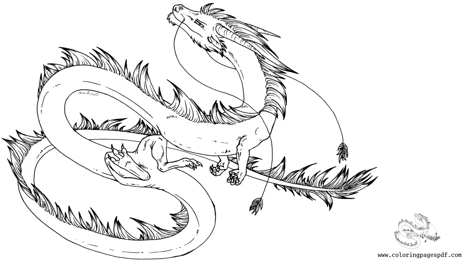 Coloring Page Of A Really Long Dragon