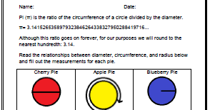Classroom Freebies: Explaining Pi to Upper Elementary Students