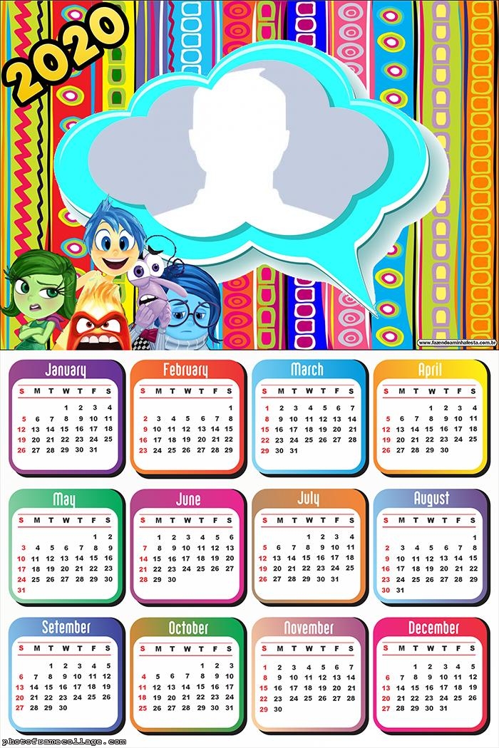 Inside Out Free Printable 2020 Calendar. Oh My Fiesta! in english