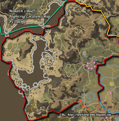 Monarch's Bluffs blightcrag locations map