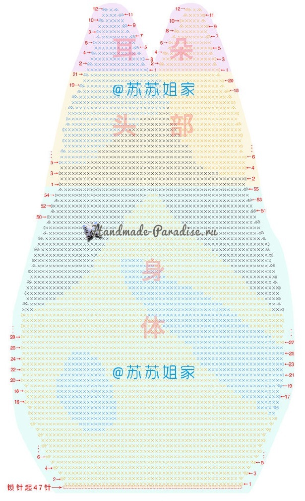 Схема вязания задней части