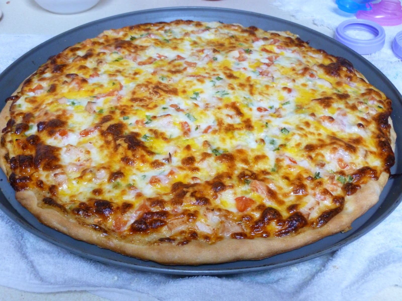 Katie and Matt's Kitchen Chicken Garlic Pizza