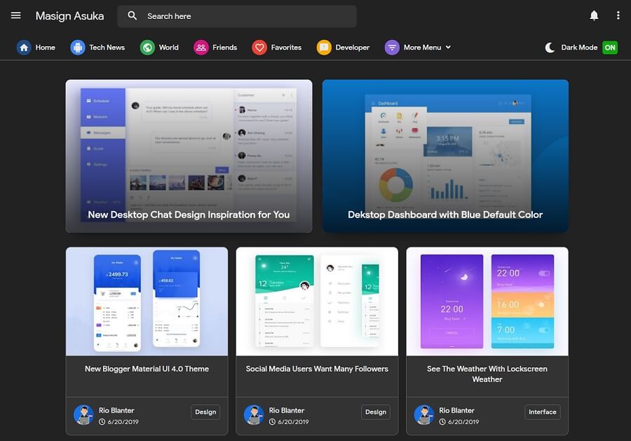 Download Template Blogger Masign Asuka Material Design Premium Gratis