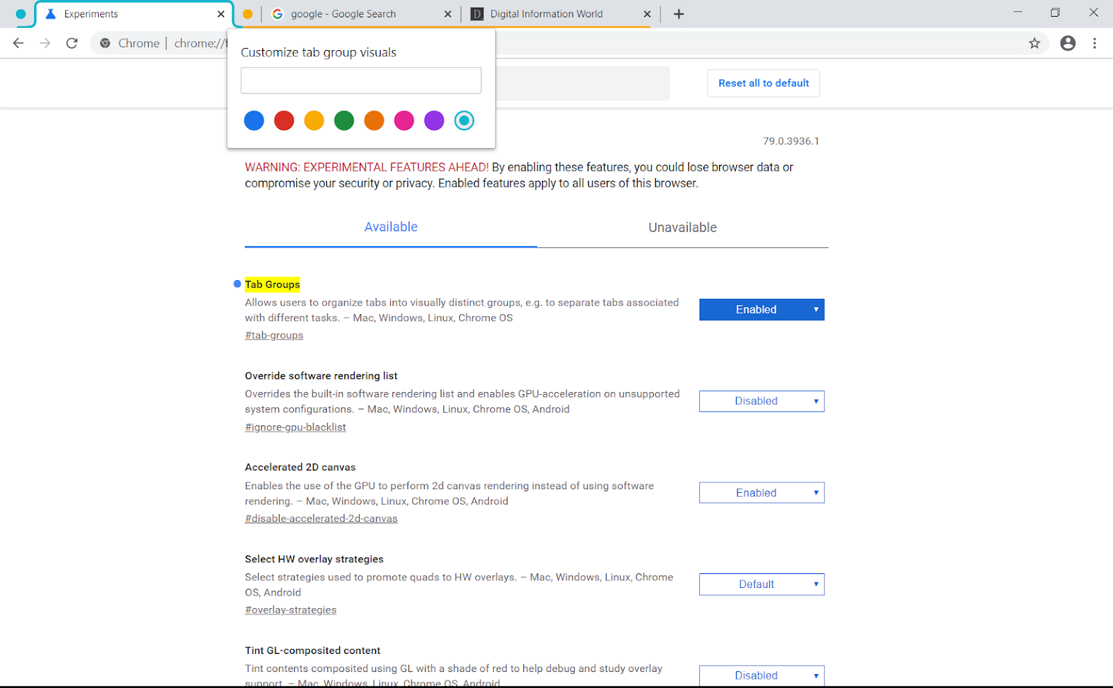 Google Chrome new feature: Organize tabs into visually distinct groups