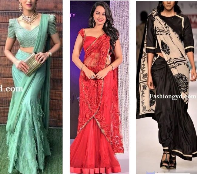 indo western saree draping styles