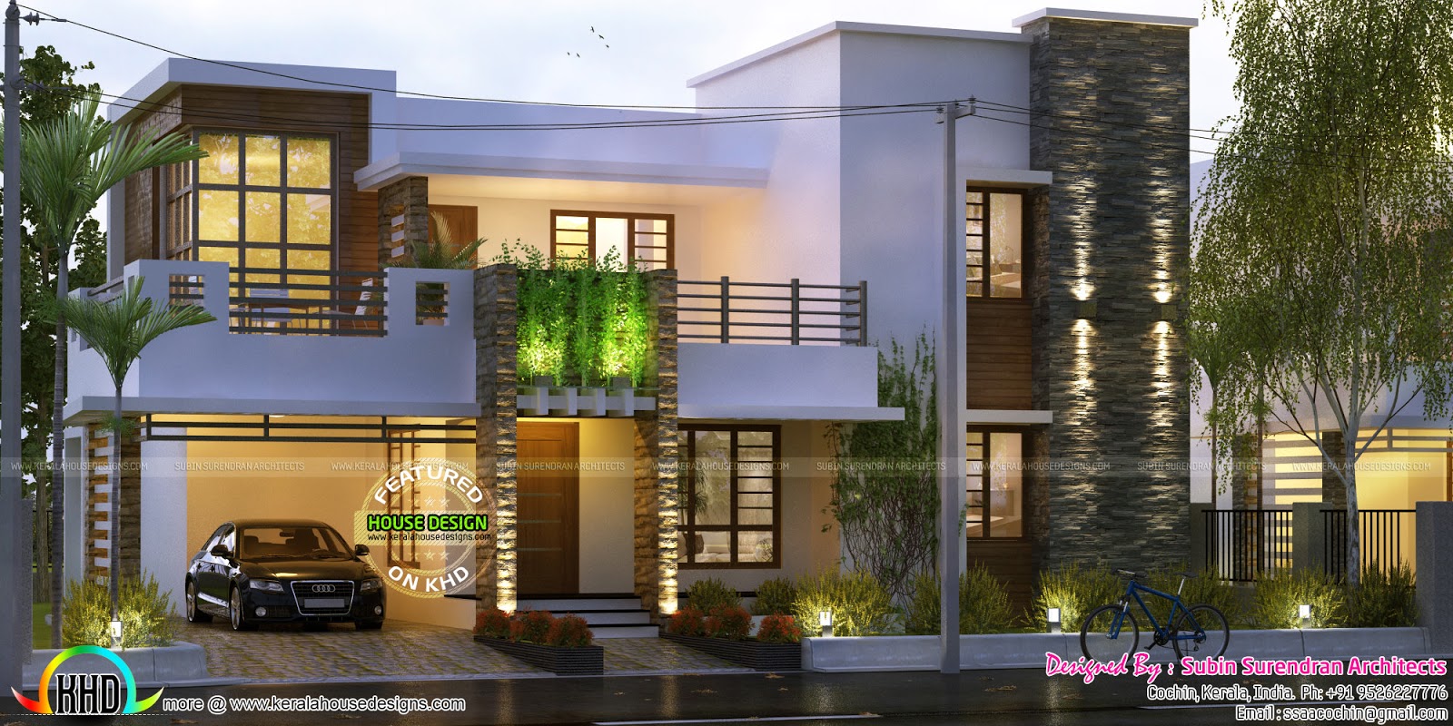 2474 sq-ft 4 bedroom modern mix home - Kerala home design and floor