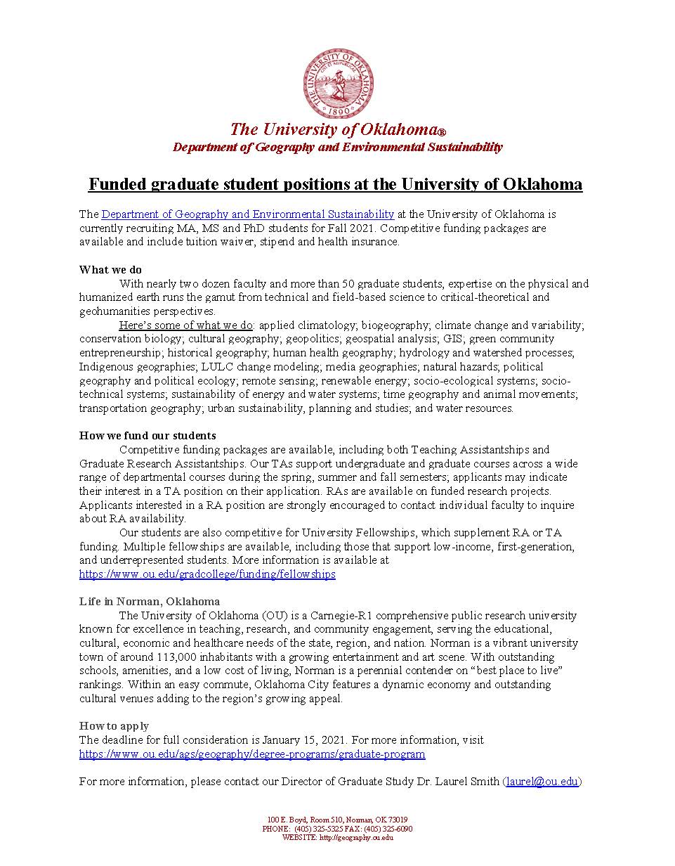UMD Geographical Sciences Undergraduate Blog University of Oklahoma