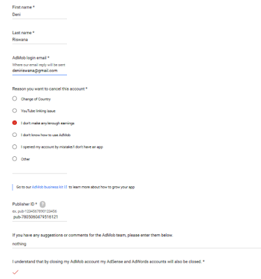 Cara Mudah Cancel Akun Admob - Riswan.net