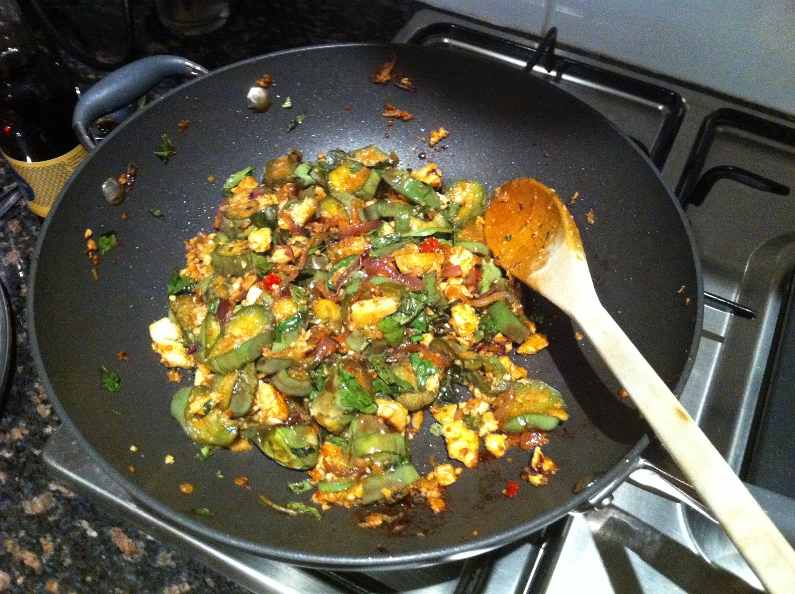 The Bliss Bar Stir Fried Long Green Eggplant with Tofu & Coconut Rice