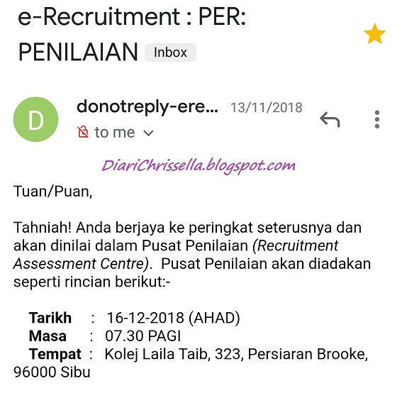 Pengalaman Ujian Penilaian Penolong Pegawai Tadbir Gred N29 E Recruitment Diari Chrissella