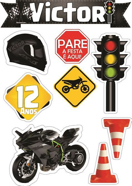 Topo de bolo motos ou motocross para editar e imprimir grátis - Festa Free