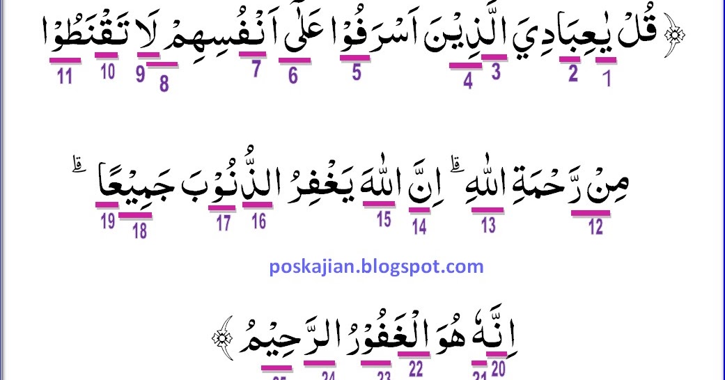 Hukum Tajwid Al Quran Surat Az Zumar Ayat 53 Lengkap Latin Penjelasan Dan Artinya