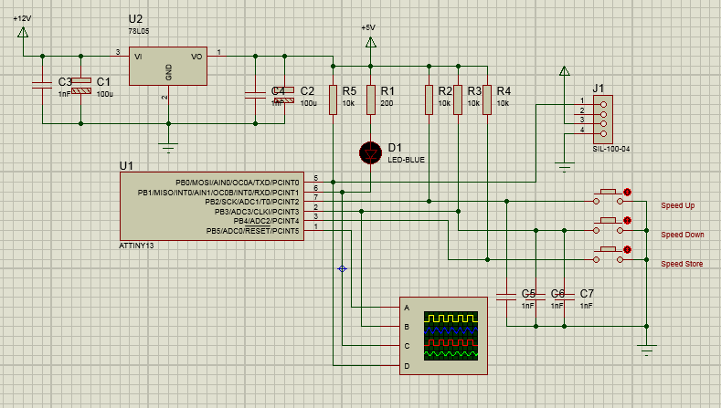 Лампа настроения на attiny13 схема