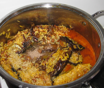 Nigerian Palm Oil Rice And Beans With Fish