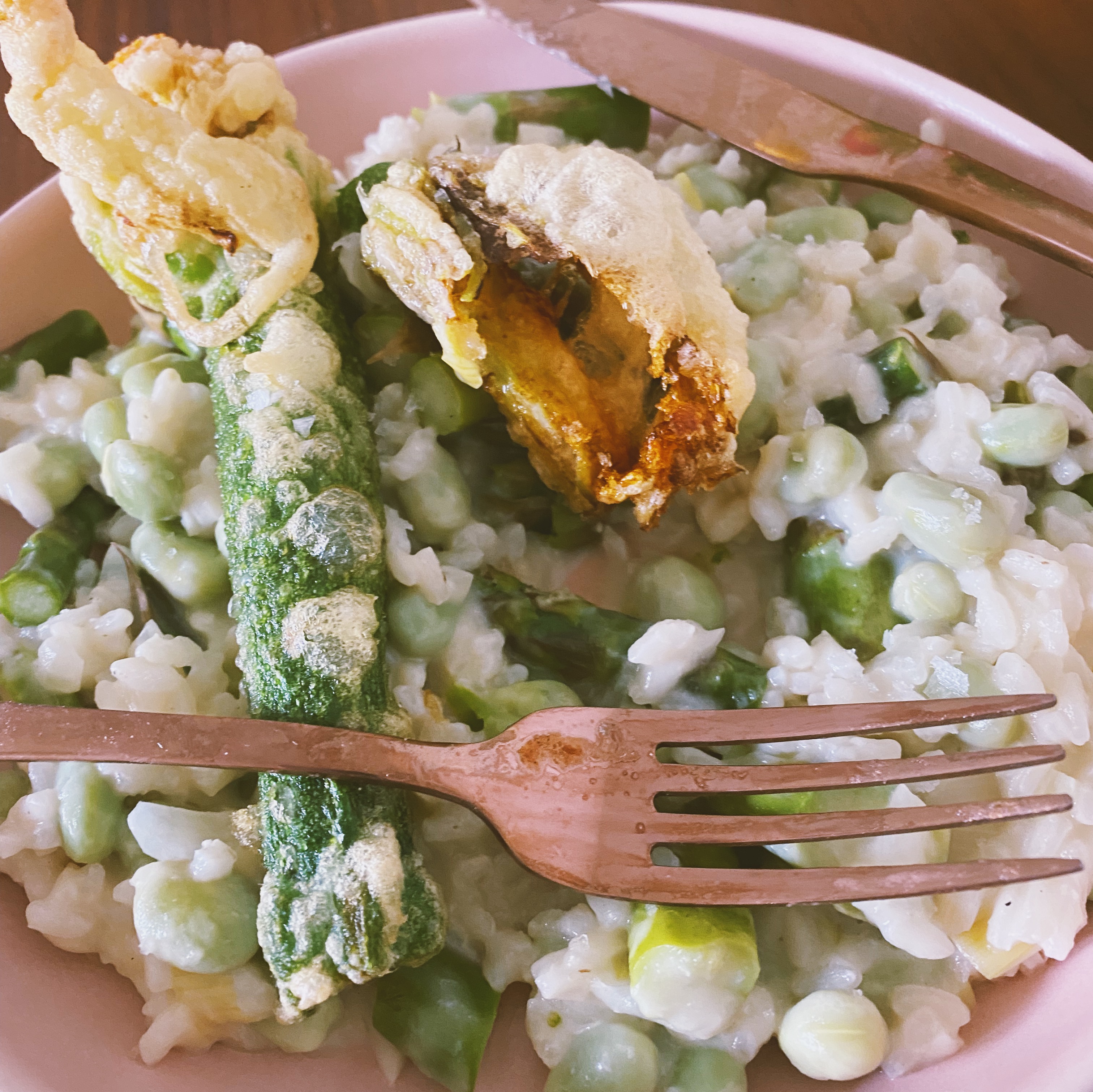 Stella's Wardrobe SPRING RISOTTO WITH DEEP FRIED COURGETTE FLOWERS