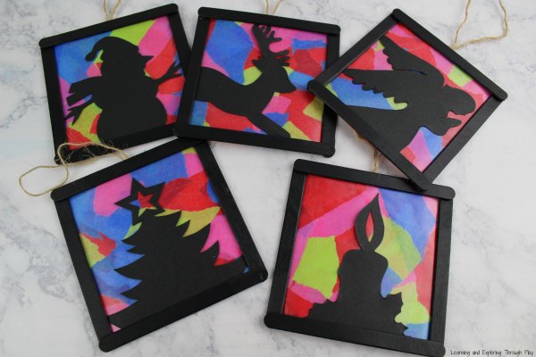 Learning and Exploring Through Play: Stained Glass Christmas Silhouettes