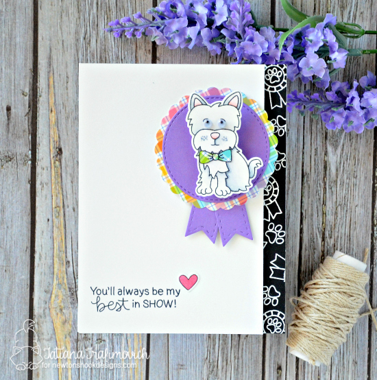 Best in Show Dog card by Tatiana Trafimovich | Terrific Terriers | Dog Stamp Set by Newton's Nook Designs #newtonsnook