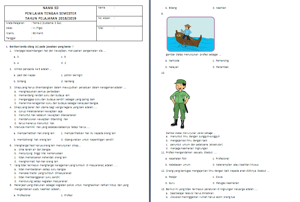 Download soal uts kelas 3 tema 2 subtema 2