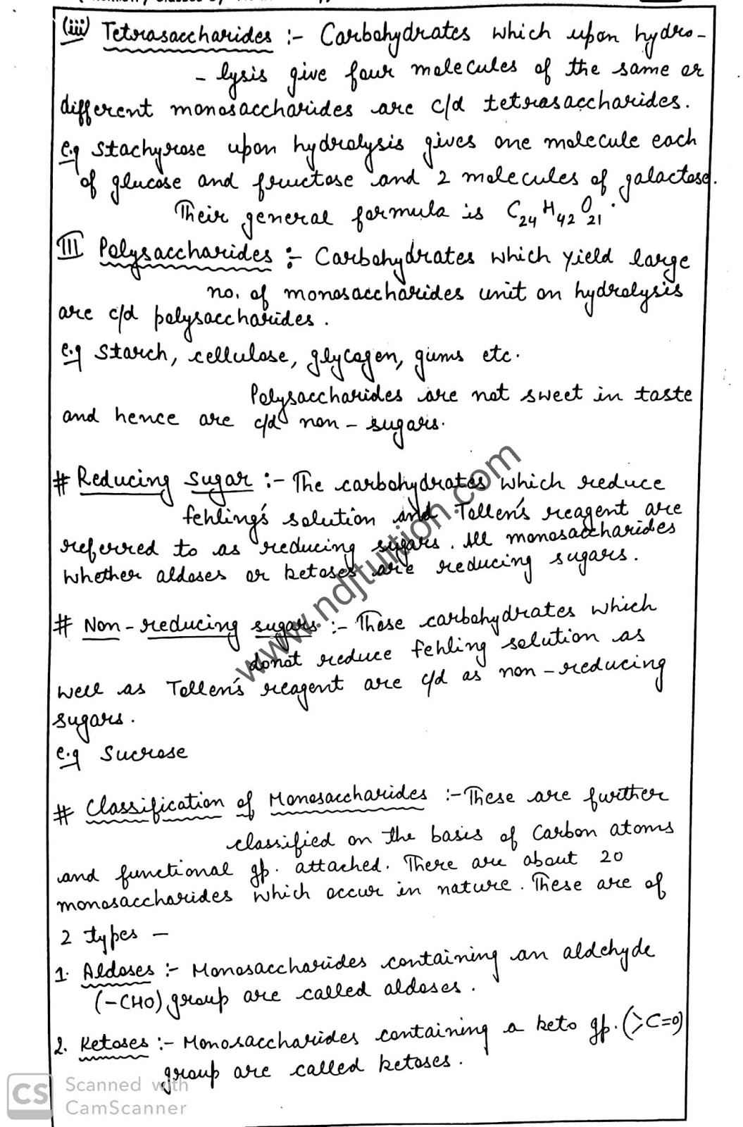 Biomolecules Handwriten Notes for Class 12th Chemistry