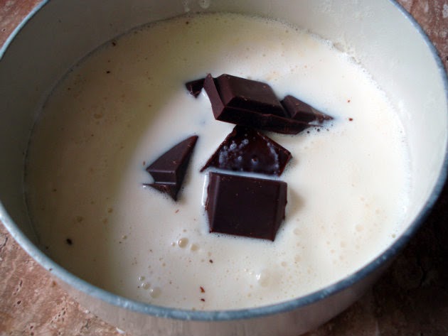 melting chocolate in cream