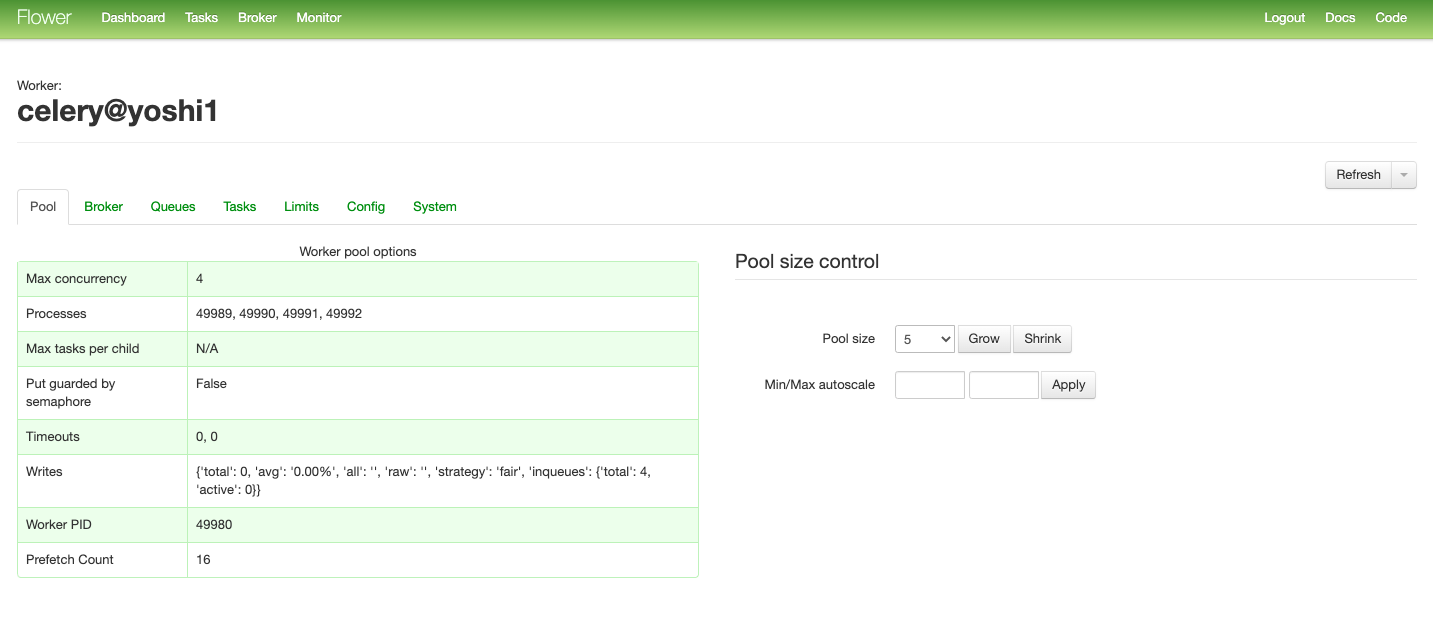 hawksnowlog Celery の状況を UI で管理できる flower を試してみた