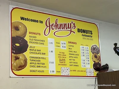 donut menu at Johnny's Donuts in Lafayette, California