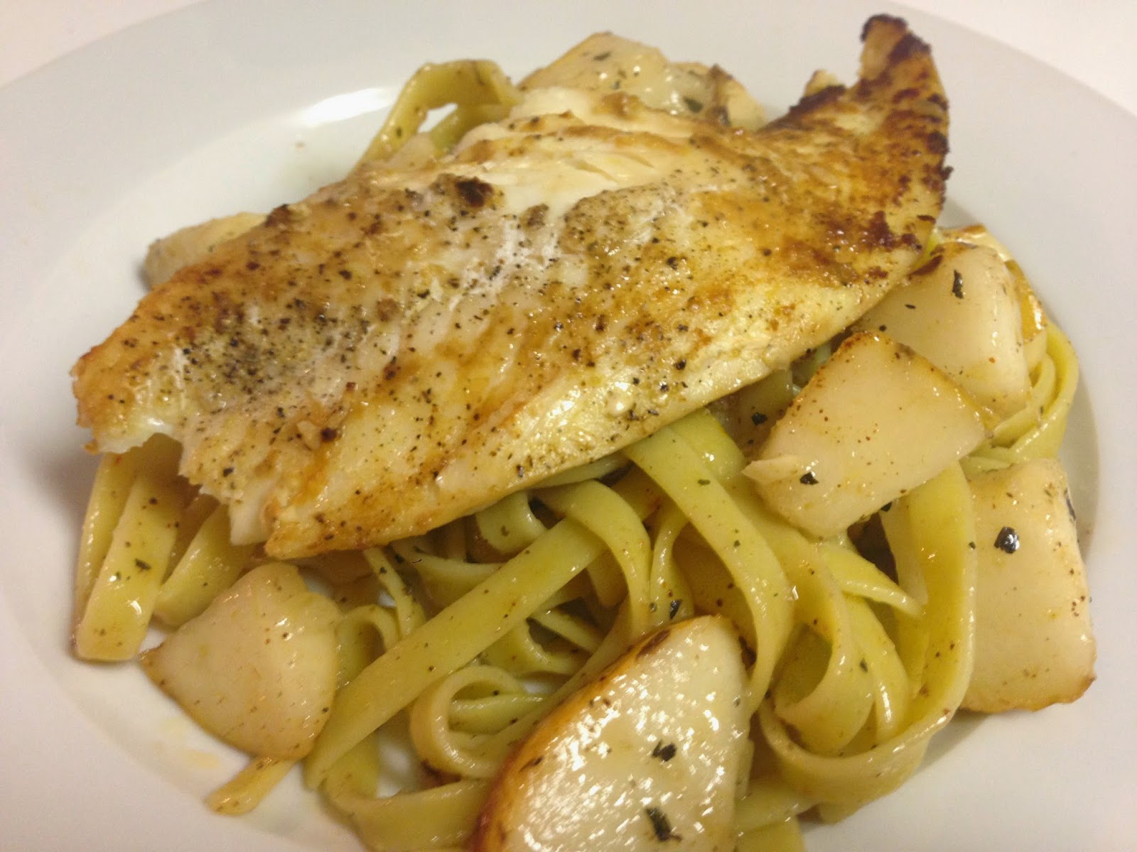Pastamore Flounder with Saffron Pear Pasta