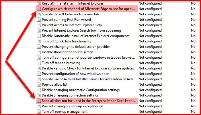 Rediriger les sites d'IE vers Microsoft Edge dans Windows 10