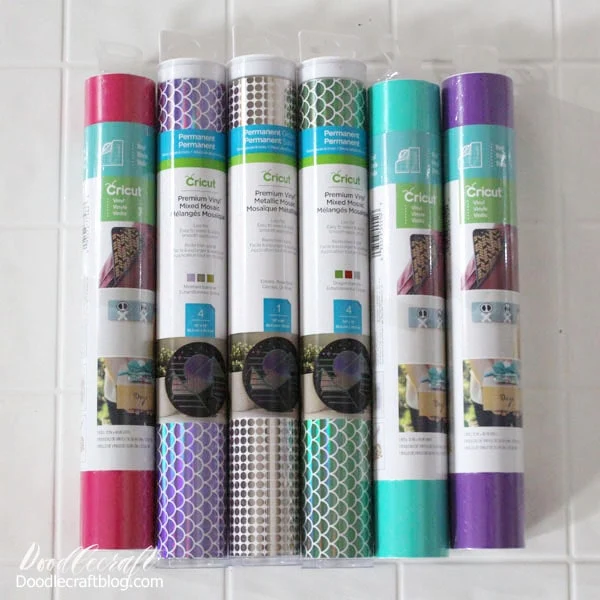 6: Cricut Vinyl  Vinyl used to be the only benefit for getting a cutting machine.    It's not the only reason now, but it is still a solid contender!    The new patterns and finishes of vinyl are super fun too!    Decorate things around the house and even the walls with vinyl.