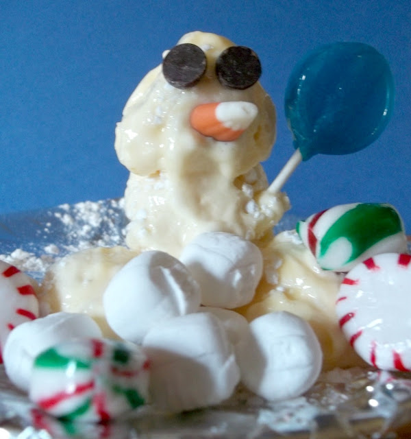 Homemade Edible Snowman: Think Mint Chocolate Chip Ice Cream.