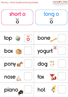 MamaLovePrint 自製工作紙 - Phonics Resources 英文拼音練習 Short and Long Vowels Phonics Kindergarten Printable Activities Free Download Daily Activities No Preparation