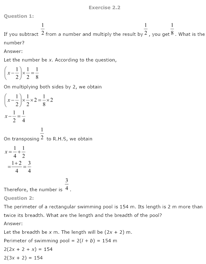 NCERT Solutions for Class 8 Maths Chapter 2 Linear Equations in One Variable NCERT Solutions for Class 8 Maths Chapter 2 Linear Equations in One Variable