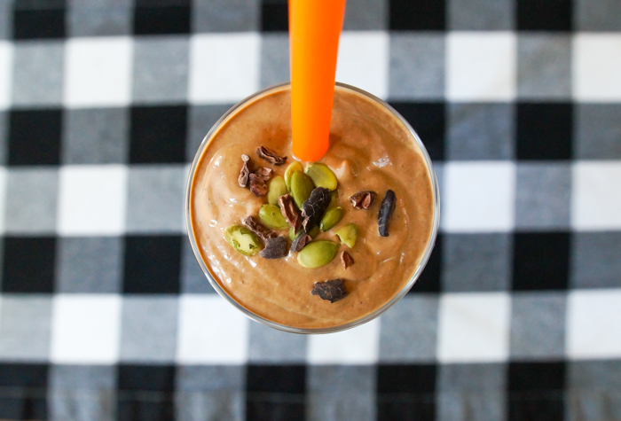  Let me introduce you to my latest obsession Double Cocoa Pumpkin Smoothie Recipe