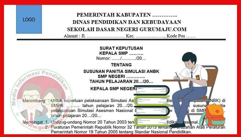 Download SK Panitia AKM / ANBK Jenjang SD,SMP,SMA/SMK Tahun 2021/2022