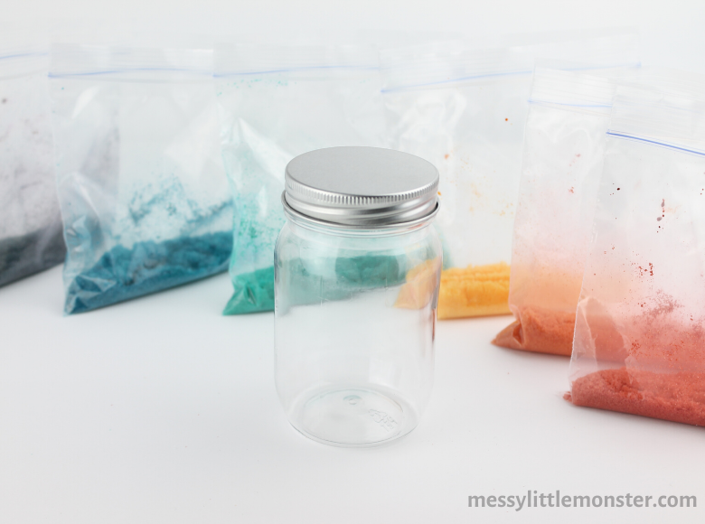 Coloured salt can be used as diy coloured sand